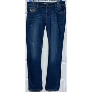 Liuce’s Jeans Women's Lo Rise Distressed Embellished Pockets Jeweled Fastener 13